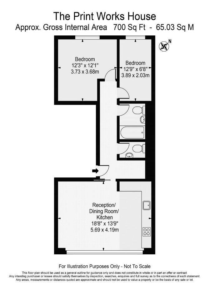 2 bedroom flat to rent - floorplan