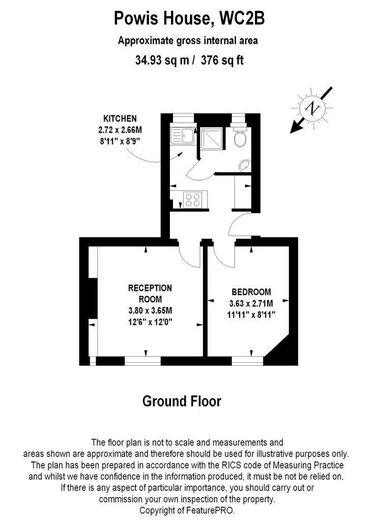 1 bedroom flat to rent - floorplan