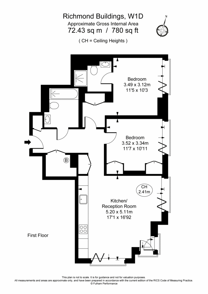 2 bedroom flat to rent - floorplan