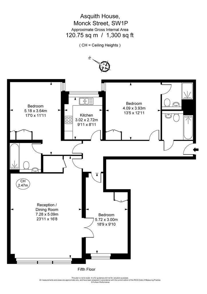 3 bedroom flat to rent - floorplan