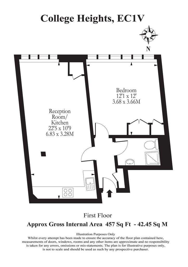 1 bedroom flat to rent - floorplan