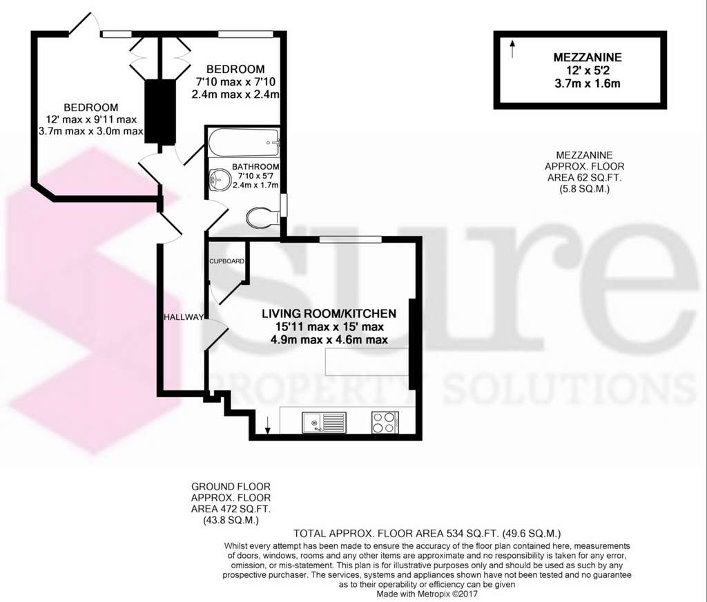 2 bedroom flat to rent - floorplan