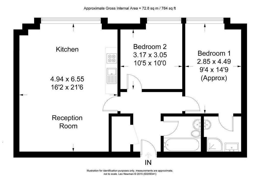 2 bedroom flat to rent - floorplan