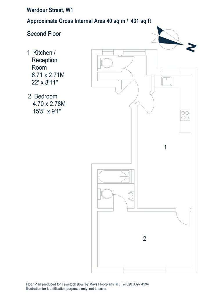 1 bedroom flat to rent - floorplan