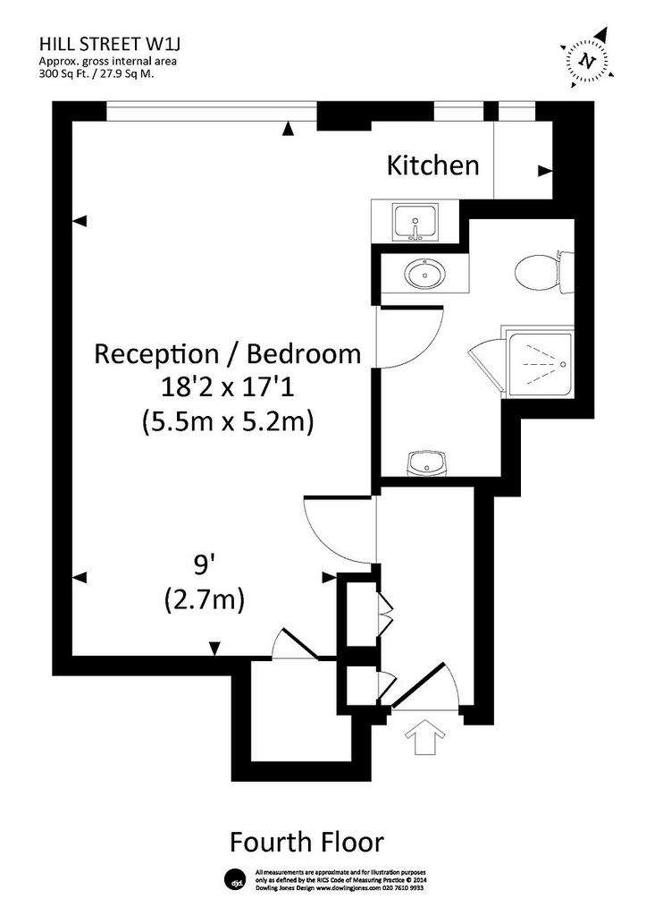 Studio flat to rent - floorplan