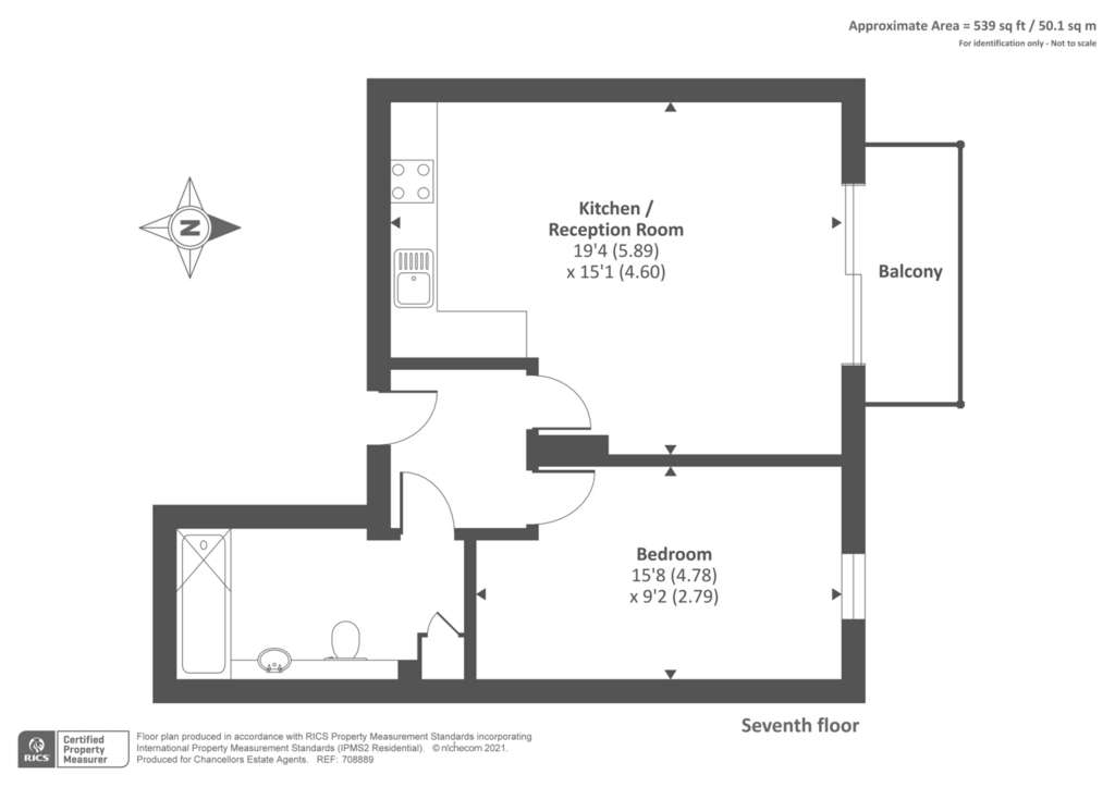 1 bedroom flat to rent - floorplan