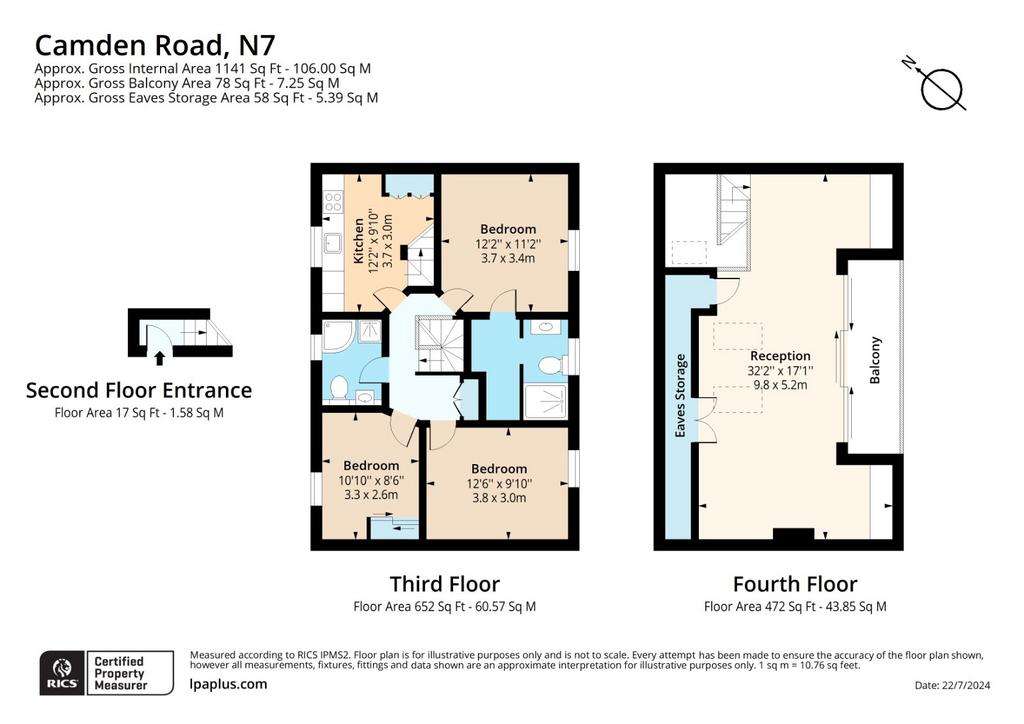 3 bedroom flat to rent - floorplan