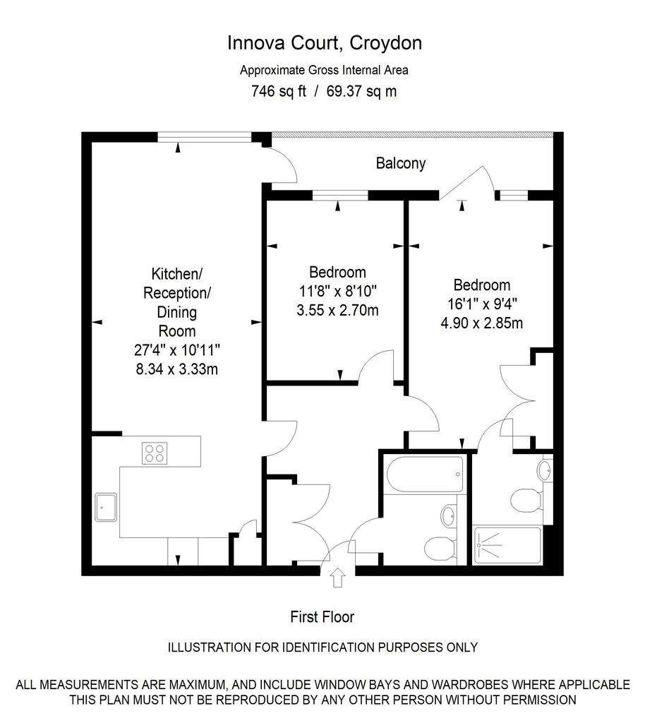 2 bedroom flat to rent - floorplan