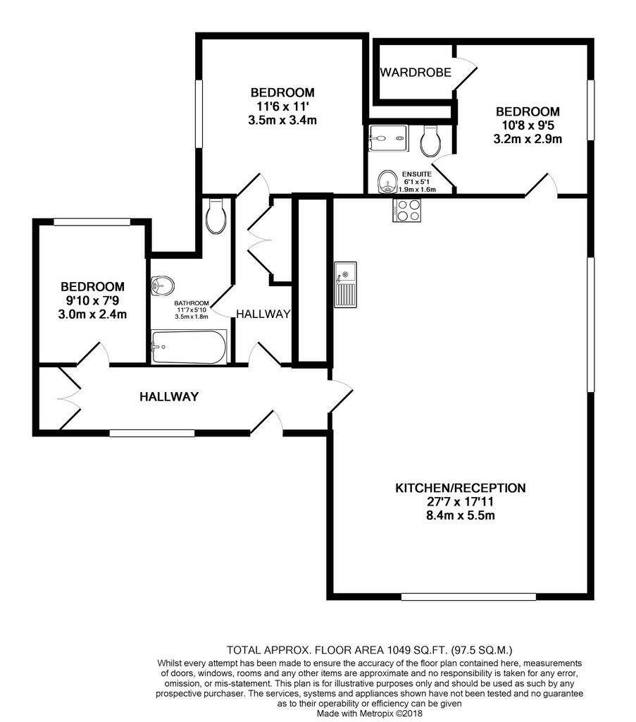 3 bedroom flat to rent - floorplan