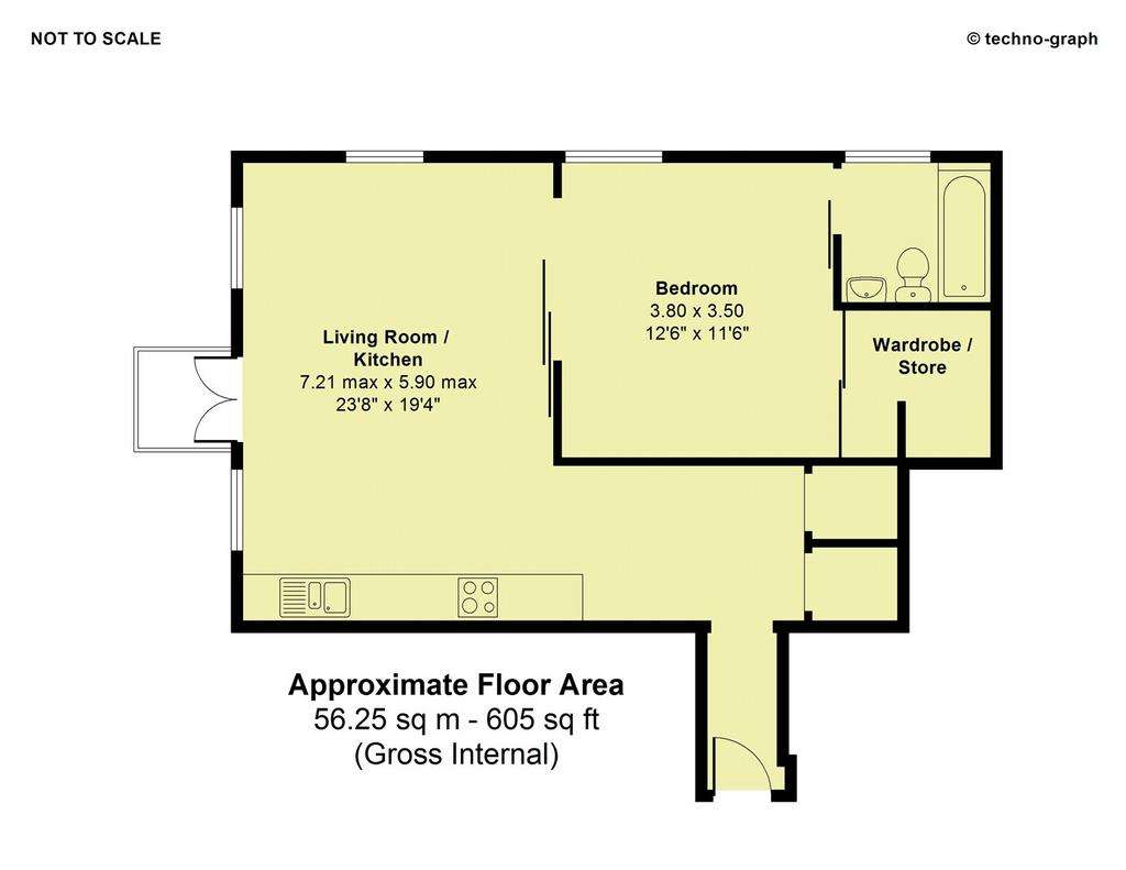 1 bedroom flat to rent - floorplan