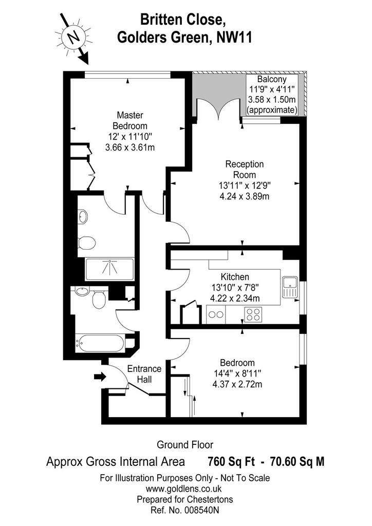 2 bedroom flat to rent - floorplan