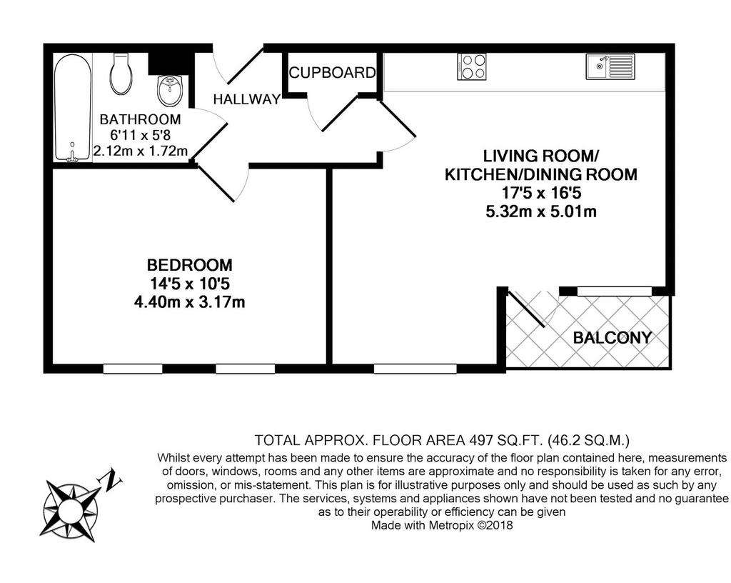 1 bedroom flat to rent - floorplan