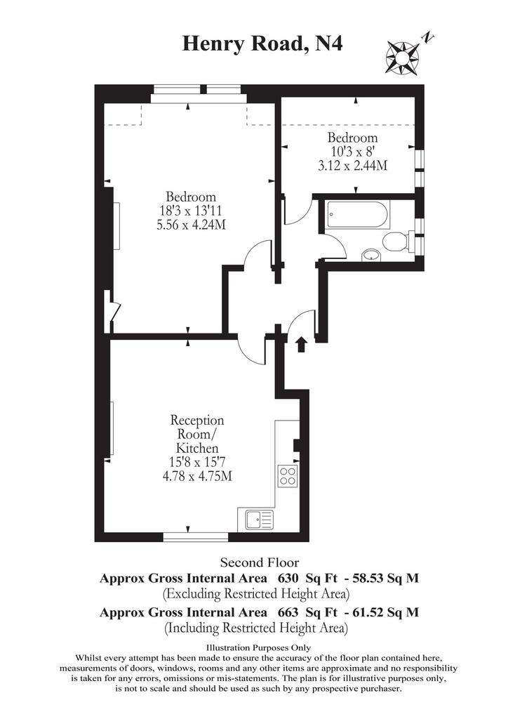 2 bedroom flat to rent - floorplan