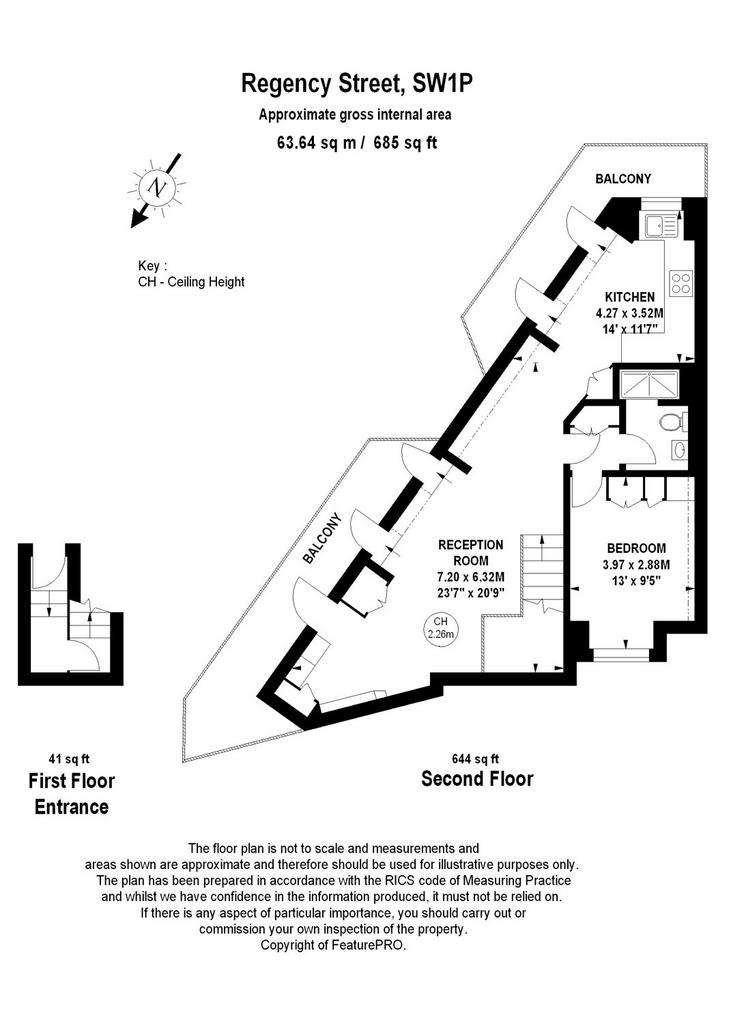 1 bedroom flat to rent - floorplan