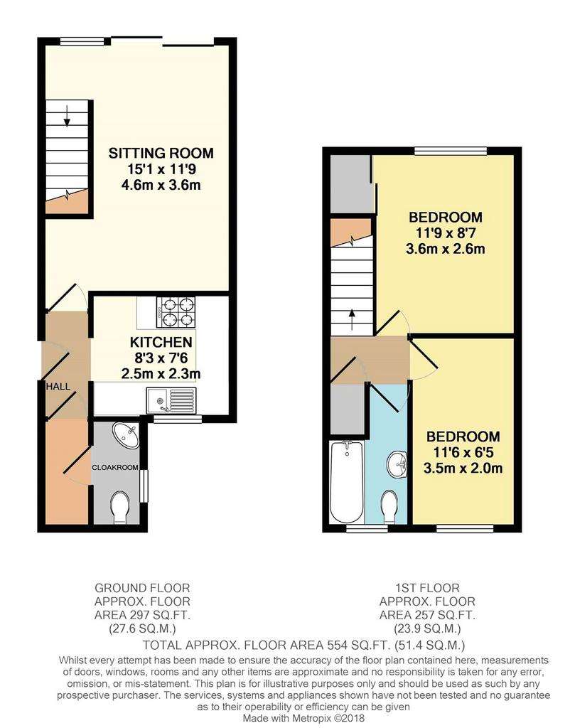 2 bedroom terraced house to rent - floorplan