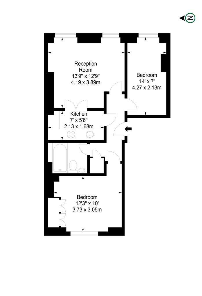 2 bedroom flat to rent - floorplan