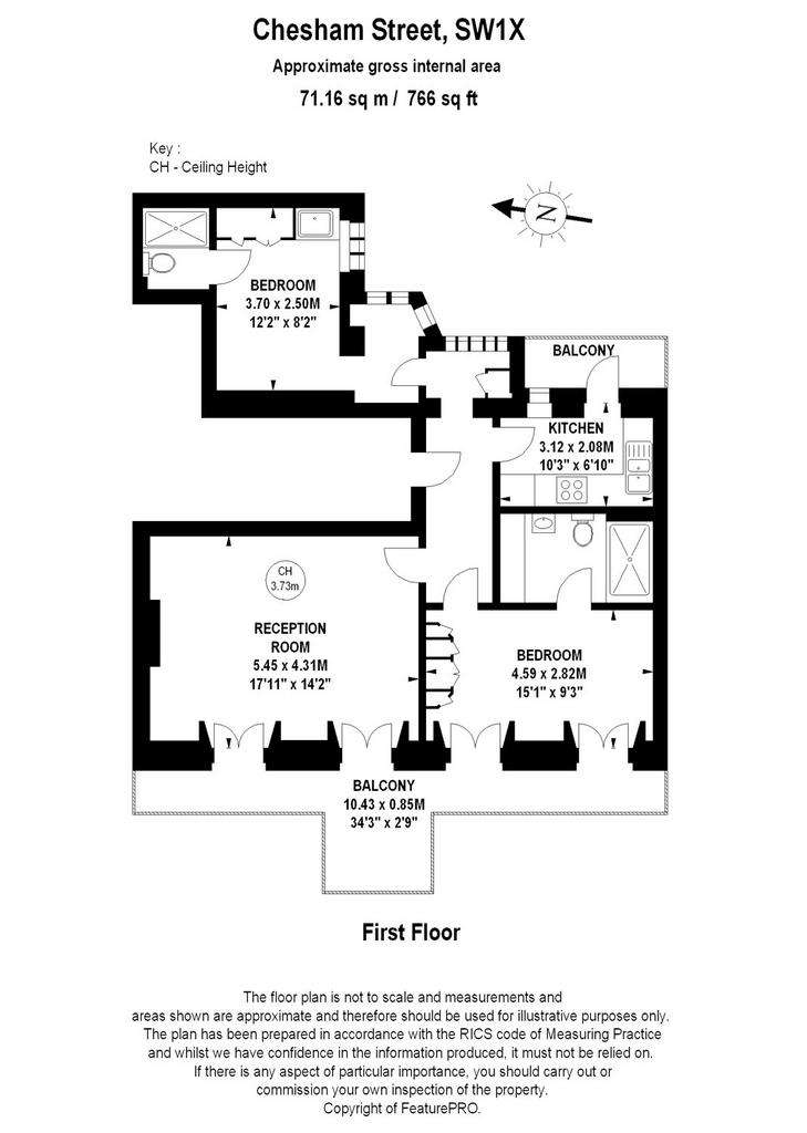 2 bedroom flat to rent - floorplan