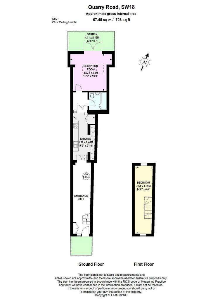 1 bedroom end of terrace house to rent - floorplan