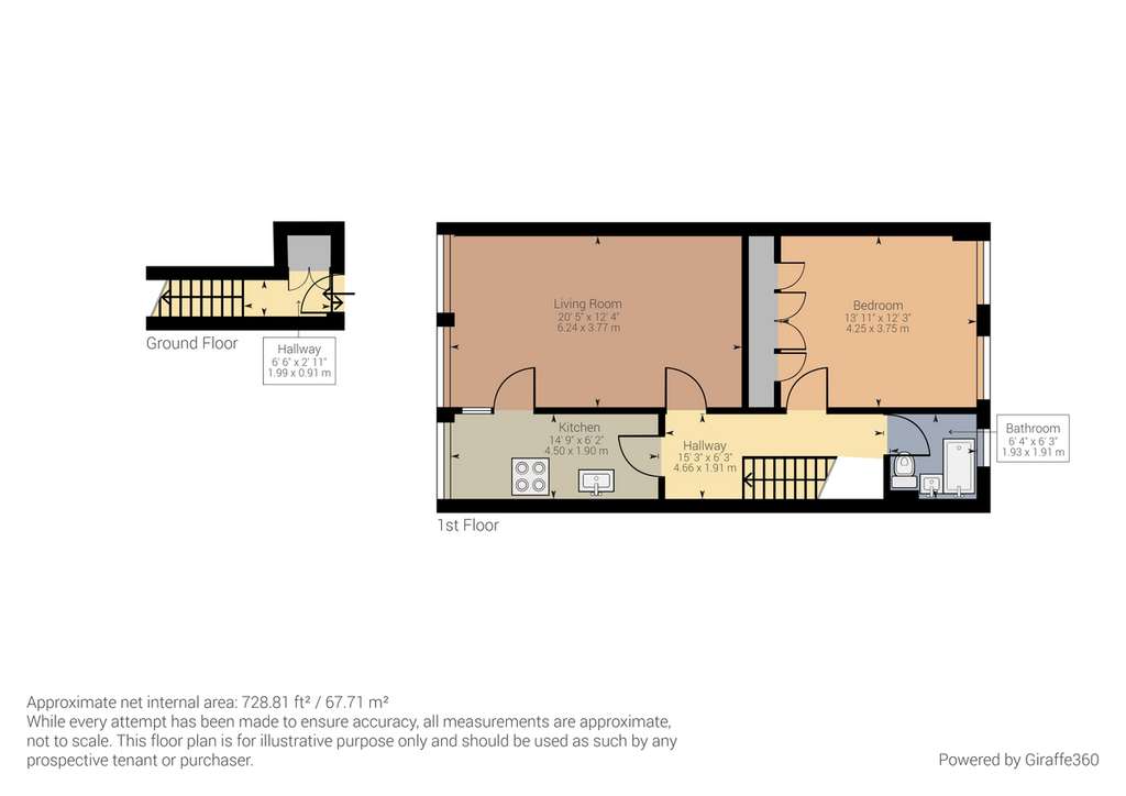 1 bedroom maisonette to rent - floorplan