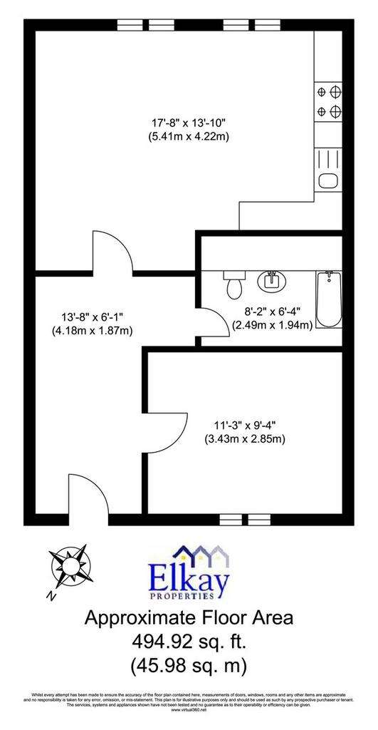 1 bedroom flat to rent - floorplan