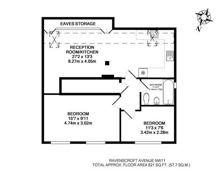 2 bedroom flat to rent - floorplan