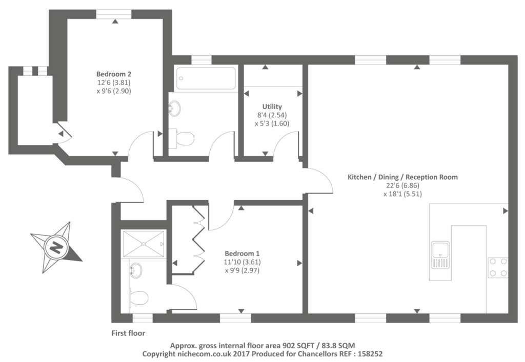 2 bedroom flat to rent - floorplan