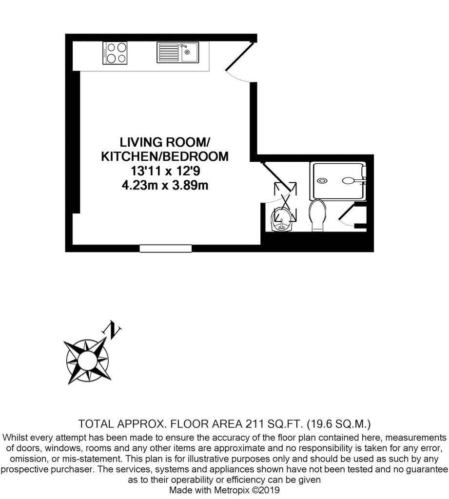 Studio flat to rent - floorplan