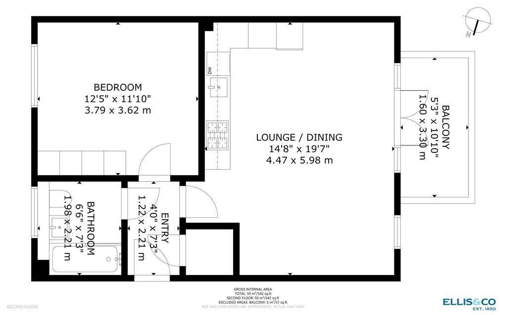 1 bedroom flat to rent - floorplan