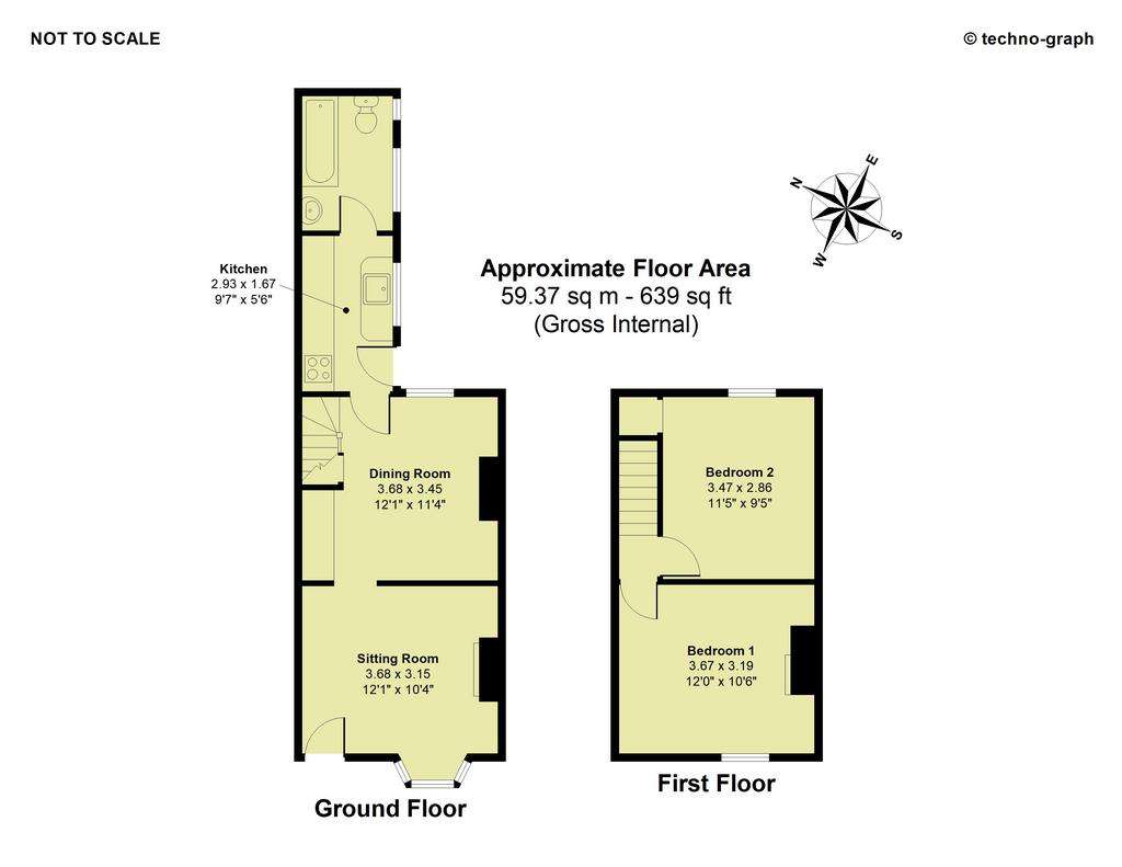 2 bedroom terraced house to rent - floorplan