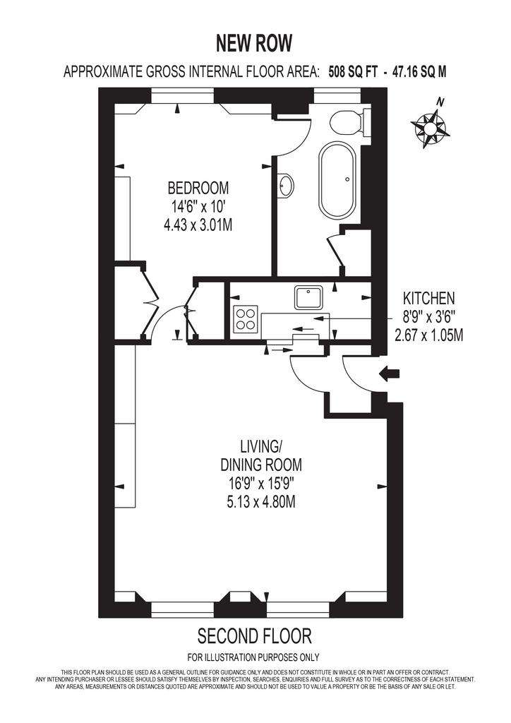 1 bedroom flat to rent - floorplan