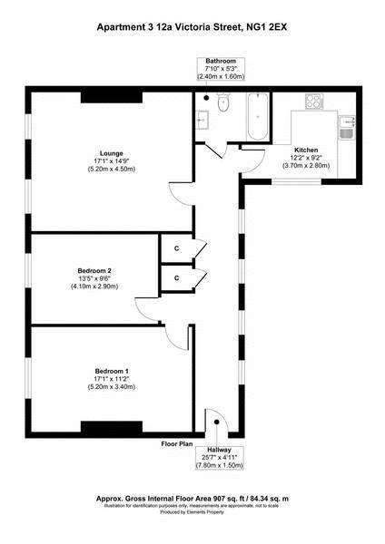 2 bedroom flat to rent - floorplan