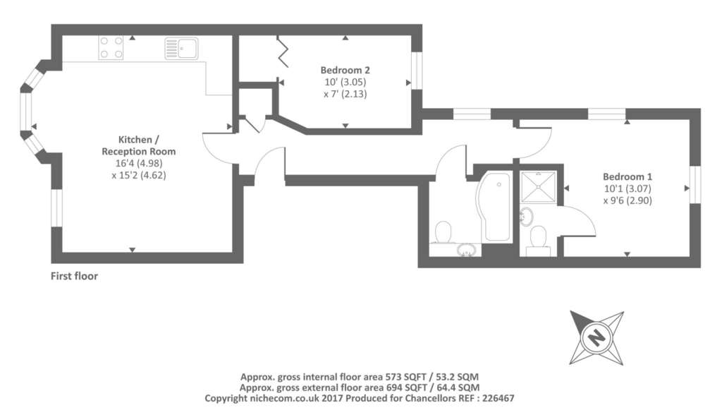 2 bedroom flat to rent - floorplan