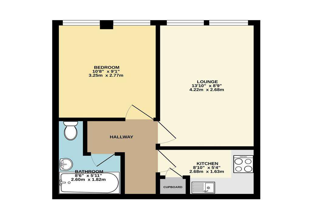 1 bedroom flat to rent - floorplan