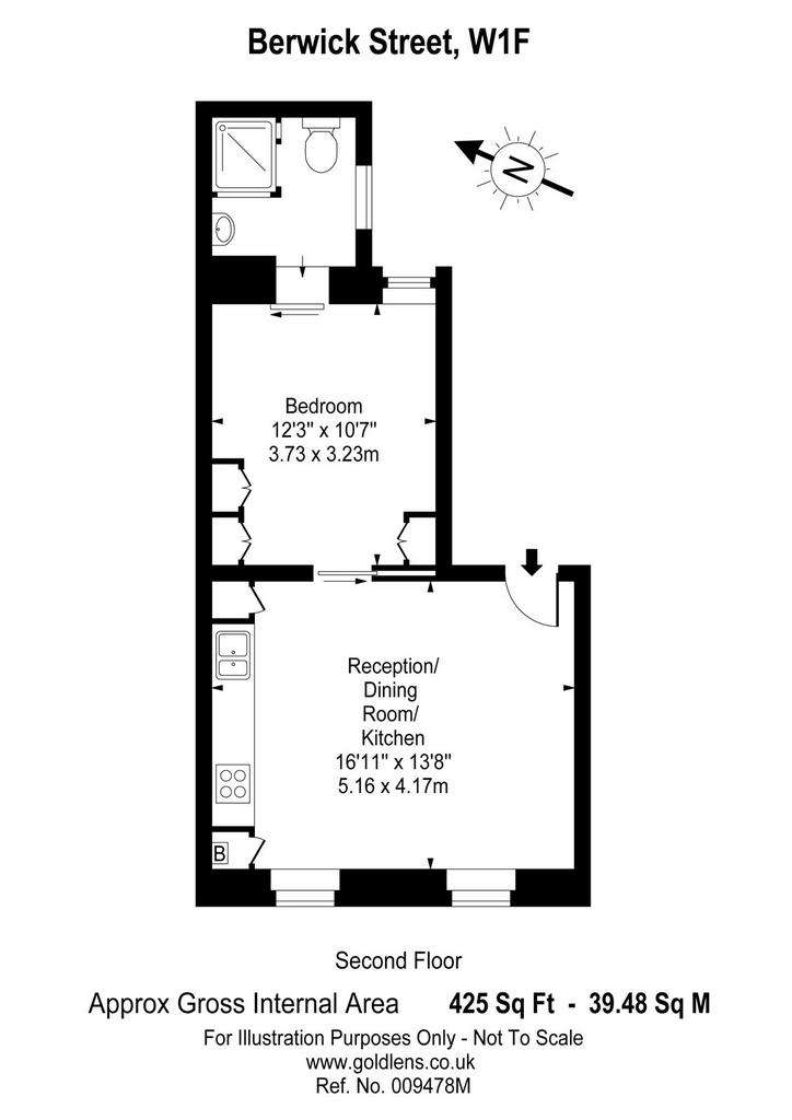 1 bedroom flat to rent - floorplan