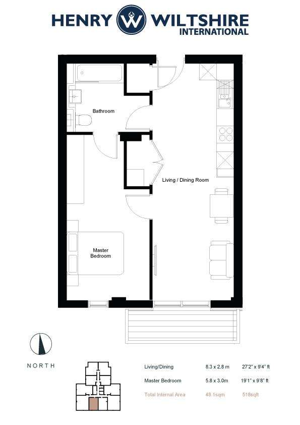 1 bedroom flat to rent - floorplan