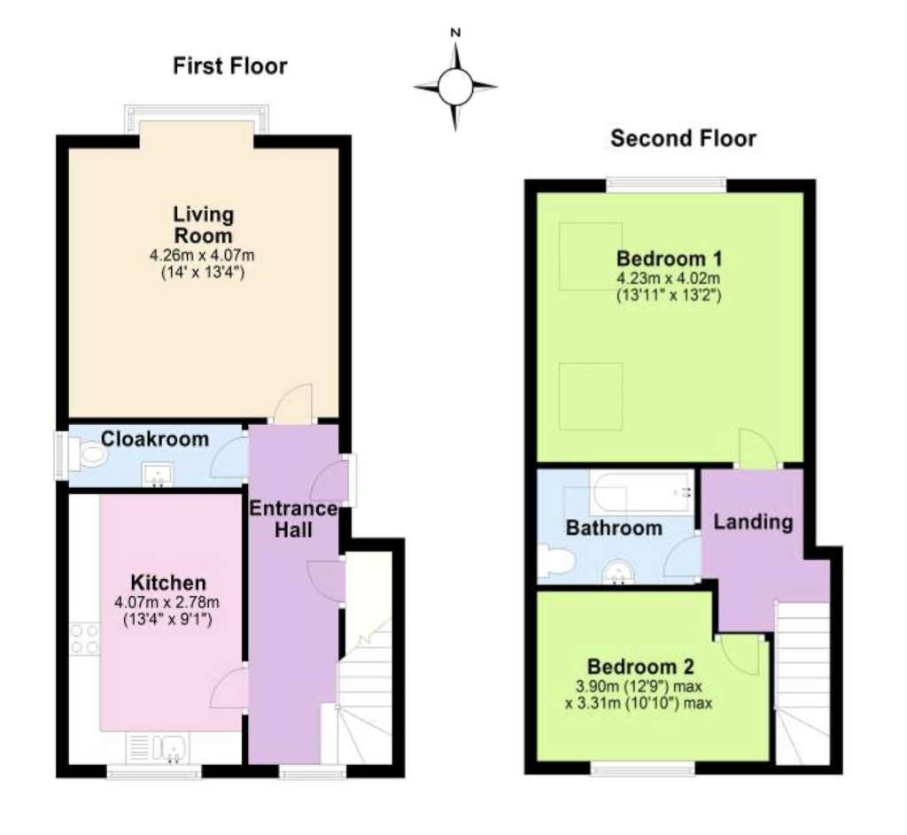 2 bedroom flat to rent - floorplan