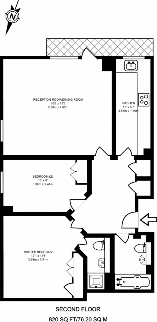 2 bedroom flat to rent - floorplan