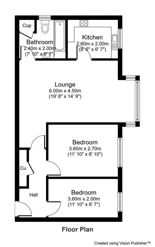 2 bedroom flat to rent - floorplan