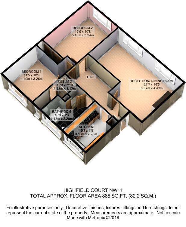 2 bedroom flat to rent - floorplan