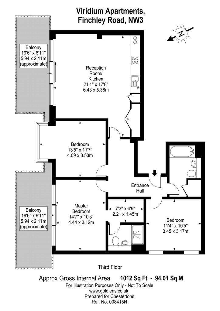 3 bedroom flat to rent - floorplan