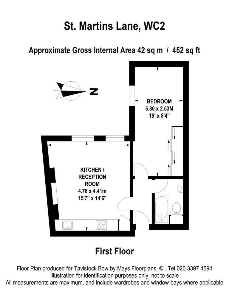 1 bedroom flat to rent - floorplan