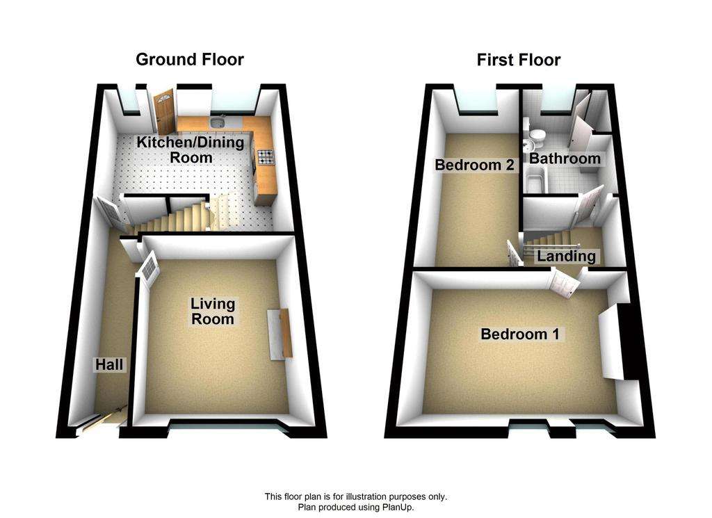 2 bedroom terraced house to rent - floorplan