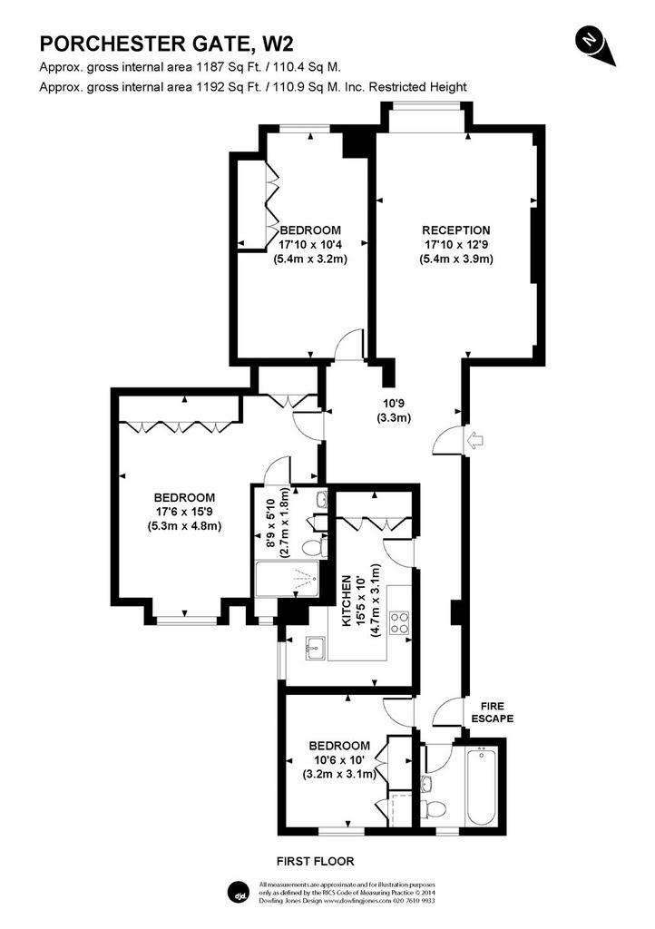 3 bedroom flat to rent - floorplan