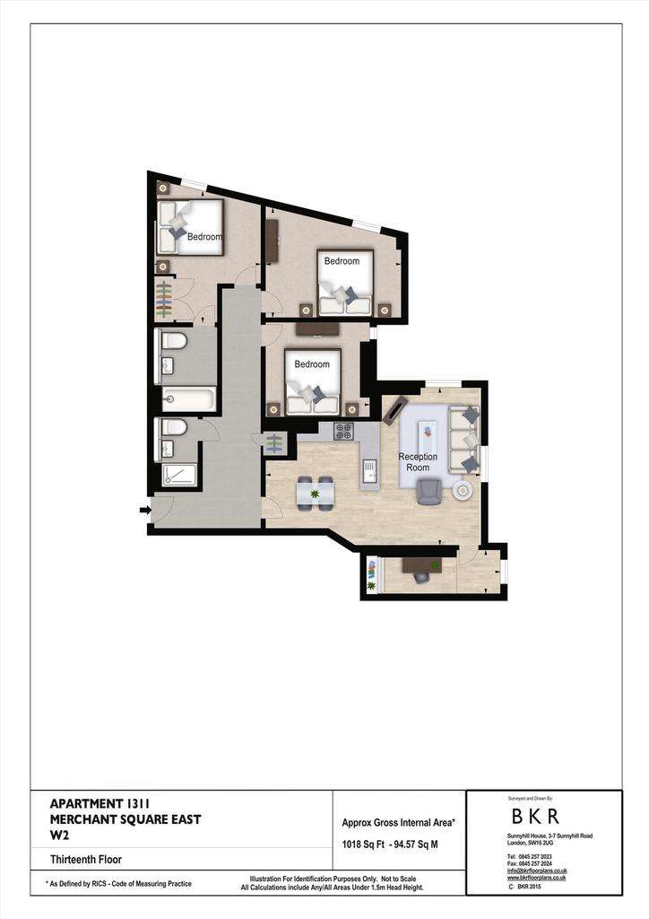 3 bedroom flat to rent - floorplan