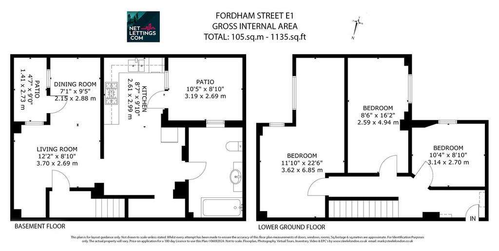 3 bedroom flat to rent - floorplan