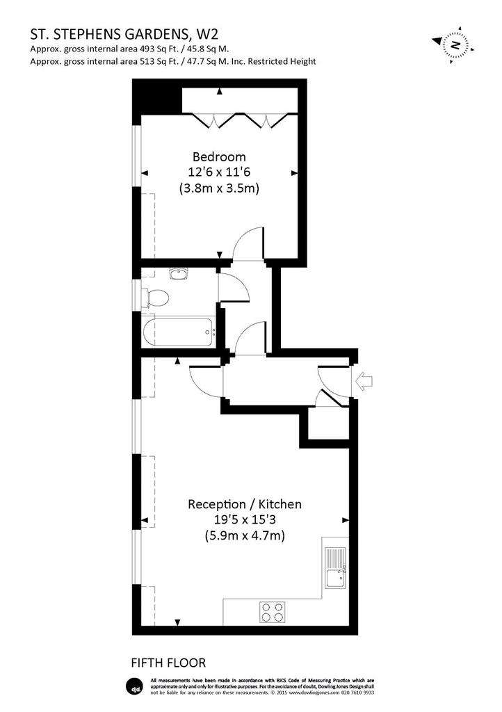 1 bedroom flat to rent - floorplan