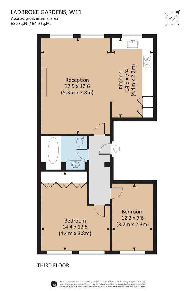 2 bedroom flat to rent - floorplan