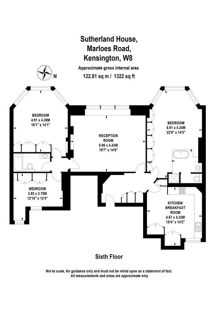 3 bedroom flat to rent - floorplan