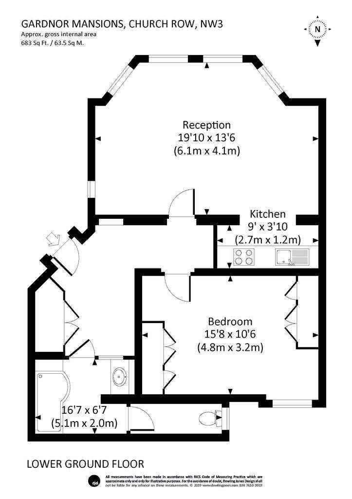 1 bedroom flat to rent - floorplan