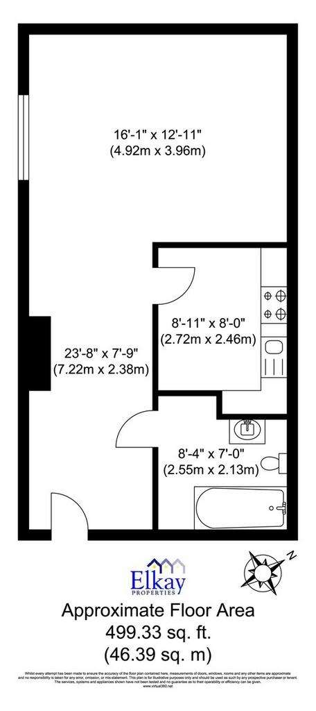 Studio flat to rent - floorplan